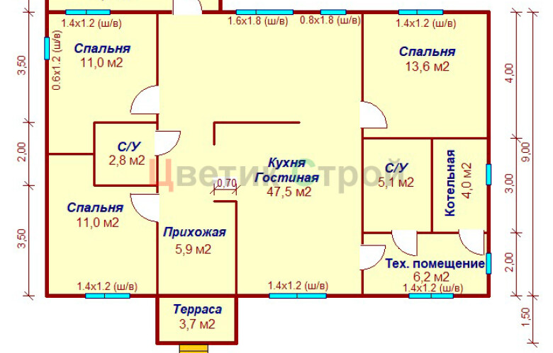 Каркасный дом Исток 9х14 - фото 8