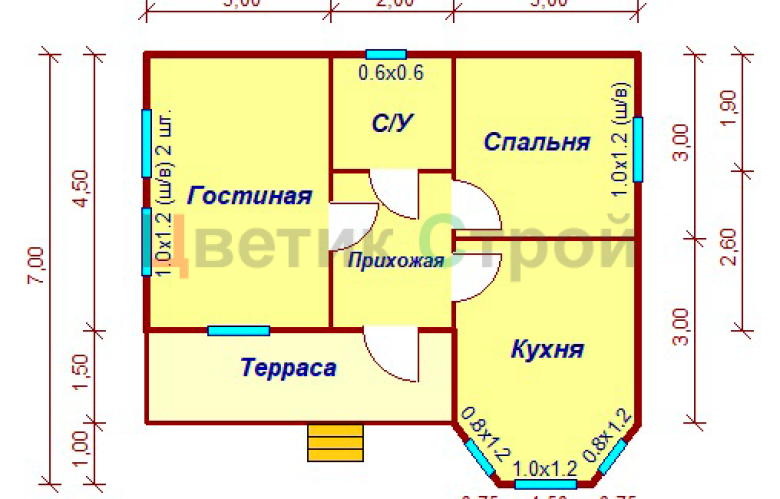 Каркасный дом 6х8 одноэтажный с эркером - фото 13