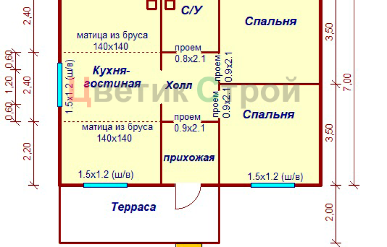Каркасный дом 7х9 с террасой по индивидуальному проекту заказчика - фото 4