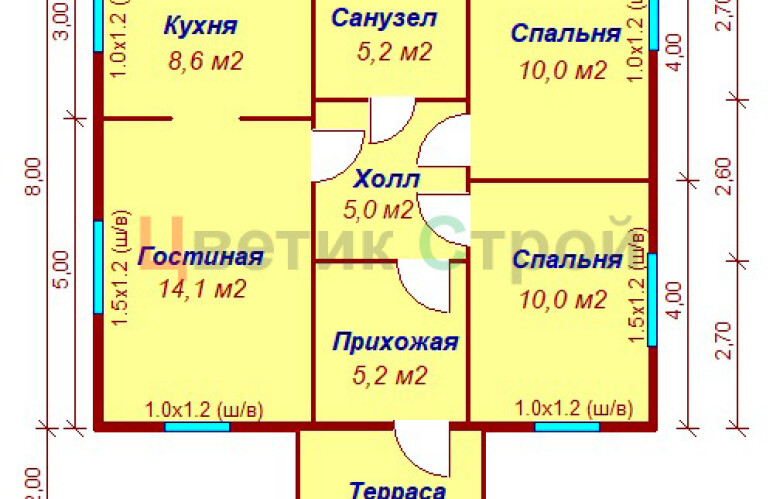 Каркасный дом Кимры 8х9 - фото 7