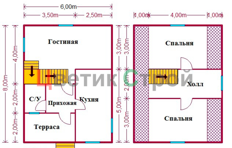 Каркасный дом 6х7 - фото 4
